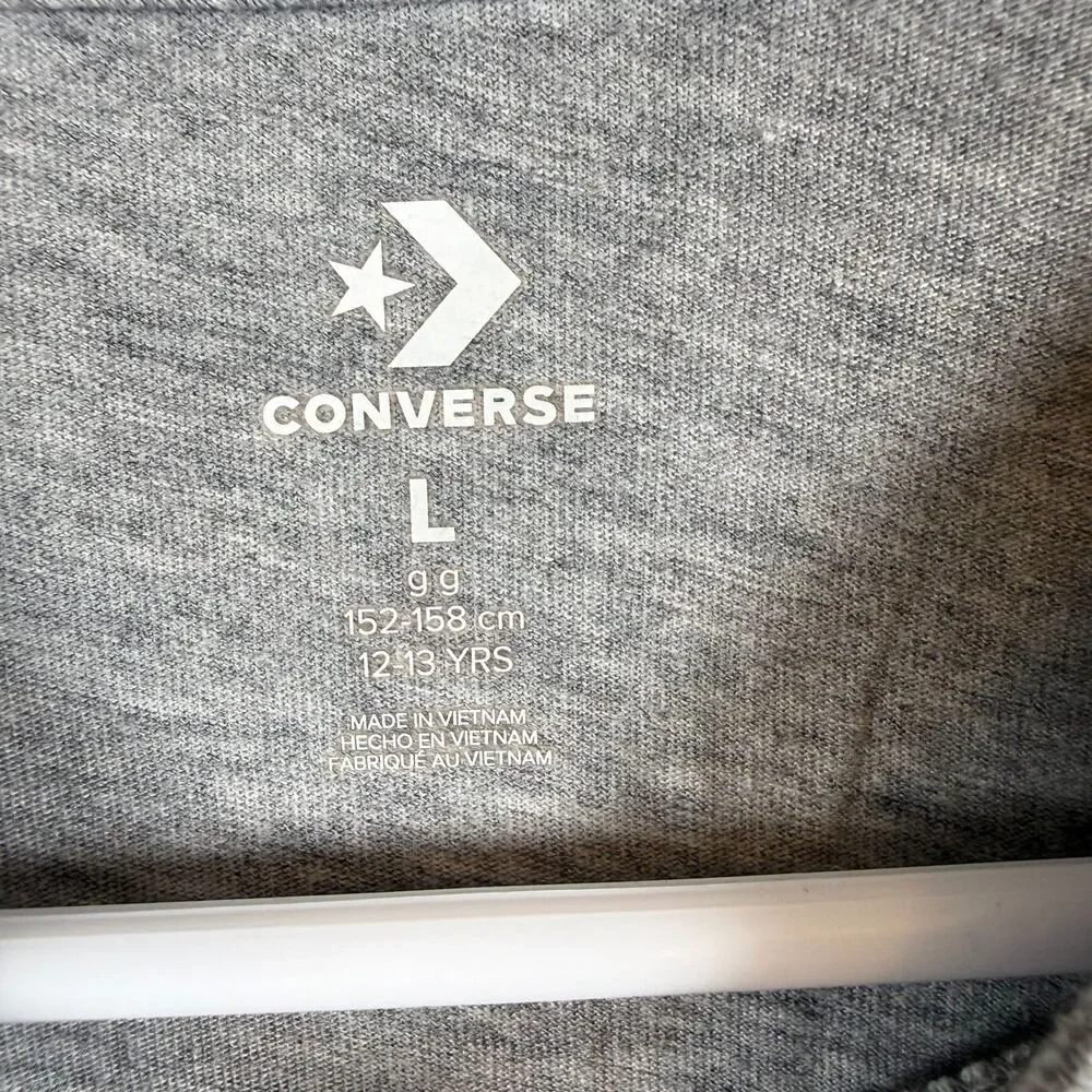 Converse Star Chevron Long Sleeve Tee Gray Boys Size L
